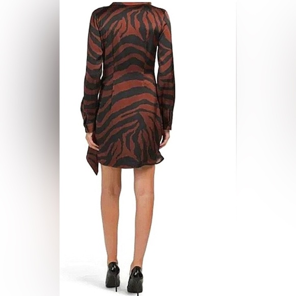 House of Harlow 1960 Brown and Black Zebra Print Long Sleeve Mini Dress, Size L - Picture 4 of 15